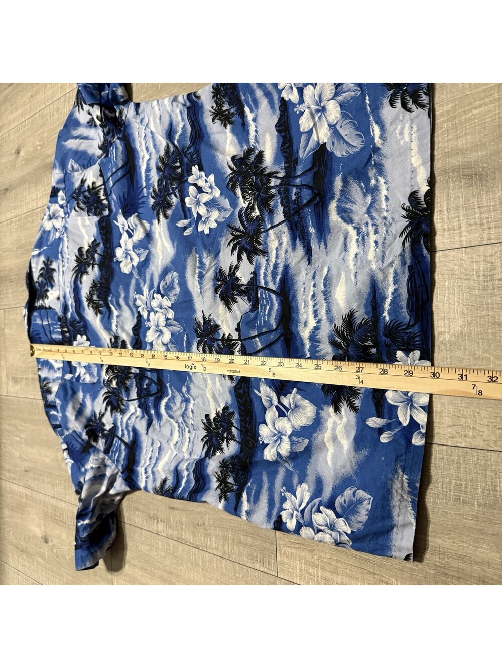 RJC Hawaiian Shirt Blue Palm Trees Floral Print Cotton USA Hawaii Made Men’s L - Picture 5 of 7